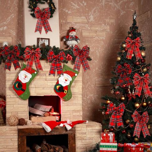 4 Rolls Christmas Red Plaid Ribbons Checkered Wired Edge Wrapping Ribbons Thin Plaid Burlap Ribbon Tartan Plaid Ribbon for Christmas Tree Decor DIY Craft, 26 Yard x 2.52 Inch in Total, 4 Colors in Saudi Arabia