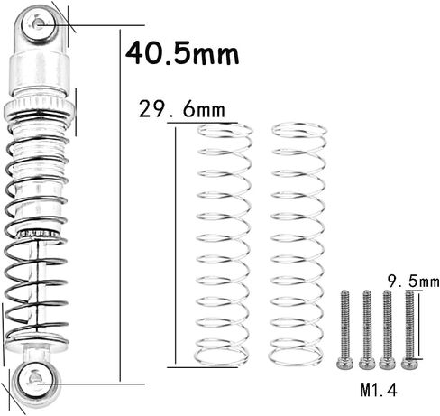 4PCS 40mm Shocks Damping Shock Absorber Damper for 1/24 Axial SCX24 AXI90081 RC Crawler Car Upgrade Parts (Black) in Saudi Arabia