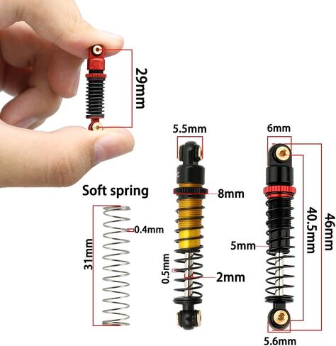 4PCS 40mm Shocks Damping Shock Absorber Damper for 1/24 Axial SCX24 AXI90081 RC Crawler Car Upgrade Parts (Black) in Saudi Arabia