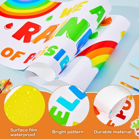 jetec 2 قطعة مرحبا الشمس المشرقة ما قبل المدرسة الفصول الدراسية الزينة الشمس قوس قزح راية الملصقات للمعلمين ملصقات تحفيزية لوحة الإعلانات الملونة وديكور الحائط لرياض الأطفال المدرسة المتوسطة الابتدائية in Kuwait