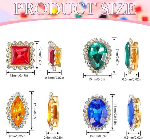 200 Pieces Sew on Rhinestone, Crystals Acrylic Gems Rhinestone Metal Prong Setting Flatback Multi-Colors Mixed Shapes Sewing Rhinestones for DIY Crafts Clothes Shoes Bag Decorations Costume in Saudi Arabia