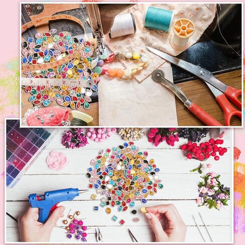200 Pieces Sew on Rhinestone, Crystals Acrylic Gems Rhinestone Metal Prong Setting Flatback Multi-Colors Mixed Shapes Sewing Rhinestones for DIY Crafts Clothes Shoes Bag Decorations Costume in Saudi Arabia