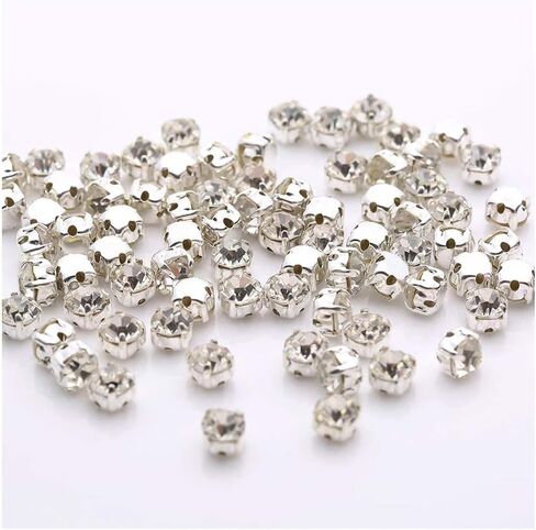 Pawkyjar Crystal Glass Claw Rhinestones Sew on Rhinestone for Crafts Clothes Wedding Dress 3mm (Crystal AB 3MM1440PCS) in Saudi Arabia