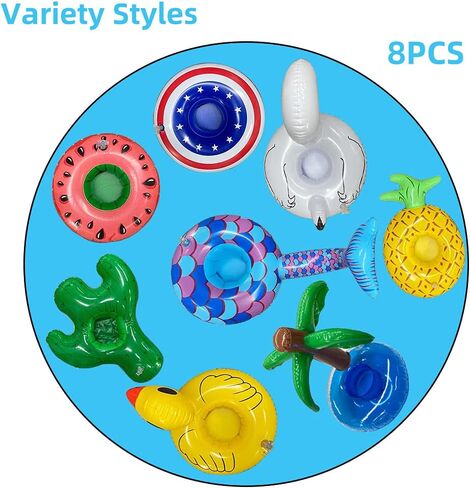 SETHOUS 8 Pack Bearded Dragon Bathtub Toy, Inflatable Floating Drinking Holders, Bathe Float Small Animal Toy for Lizard Tortoise, Drink Floats Inflatable Cup Coasters for Pool Party in Kuwait