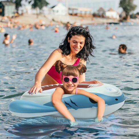 Keriday Inflatable Shark Pool Floats for Kids Toddler, Pool Toys with Water Gun, Shark Ship Toys for Boys Girls 3 4 5 6 7, Pool Float Toys Gifts for Summer Swimming Pool Party Birthday in Kuwait