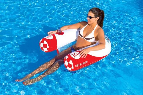 Sportsstuff Noodler 1 Inflatable Floating Lounge Chair with Cup Holder, Red & White in Saudi Arabia