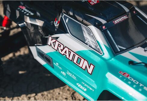 شاحنة اررما ريموت كنترول 1/10 كراتون 4X4 4S V2 BLX Speed ​​Monster Truck RTR (البطاريات والشاحن غير متضمنة)، أزرق، ARA4408V2T2 in Kuwait