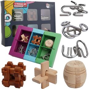 ألعاب الذكاء التعليمية، مجموعة من 6 ألغاز من لعبة اختبار المداعبة الذهنية، تتضمن المعادن والخشب مفتوحة اللعب مناسبة للبالغين والأطفال in Kuwait