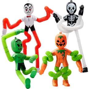 JOYIN 4 PCS Halloween Sensory Stretchy Fidget Toys, Stress Relief Telescopic Pop Tube Toys, Halloween Party Favors Children Gift, Frankenstein, Pumpkin, Skeleton, Vampire, Kids Autism s in Saudi Arabia