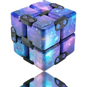 Infinite Cubes, Aionly Heavy/Rounded Corners Stress Relief Infinite Cube Fidget Toy,Mini Hand-Held Puzzle Flip Fidget Cube for Adults/Kids,Unique Magic Gadget for Anxiety Relief (Blue, Small)