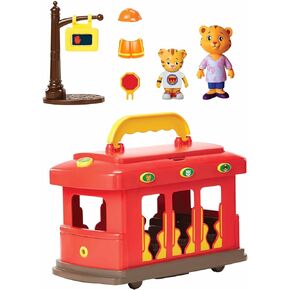 Daniel Tiger's Neighborhood Deluxe Electronic Trolley Vehicle with 2 Songs, 12 Phrases, Sounds & Light! Daniel & Mom Tiger Figures Included, For Ages 3+ in Kuwait