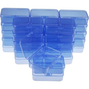 LJY 28 Pieces Rectangular Empty Mini Clear Plastic Organizer Storage Box Containers with Hinged Lids (3.3 x 2.2 x 1 inch, Pink)
