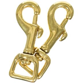Craft County Brass Trigger Clip Swivel Snap Hooks – Packs of 2 – for Leathercrafts, Dog Leads, and Purses (1/2 Inch (Square))