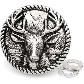 CRAFTMEMORE 2pcs 1-3/8 Inches Deer Moose Coin Concho Screw Back Gaur Rodeo Cowboy Leathercraft Embellishment CHS18 (Bronze)