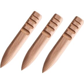 WUTA Wood Leather Edge Burnisher Leather Polished Grinding Set Updated Smooth Grooves Leather Edge Slicker Leathercraft Tools(Round)