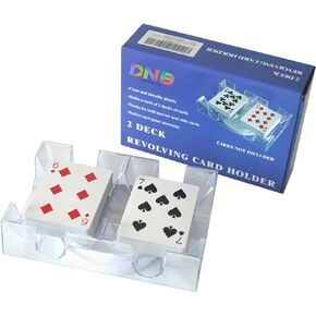DNB Revolving Playing Card Tray - 9 Deck Plastic Rotating Canasta Card Holder