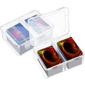 Vicenpal 300 Card Storage Box Compatible with Mtg TCG Clear Plastic Trading Card Storage Box with Removable Divider Hard Trading Deck Case for Baseball Football Game Organizer Collector(6 Pcs)