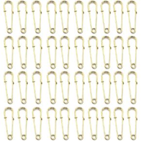 Brooches Heavy Duty Safety Pins 1.6"/38mm/31mm Metal Spring Lock Pin Fasteners for Clothes Hats Skirts Dressessewing Garments DIY Craft Making 60pcs (Gold, 38mm)