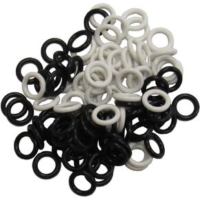 (100 Pack) Soft Stitch Ring Markers, Black & White (Small Size for Needle Sizes 0-8, for Knitting/Crochet/etc)