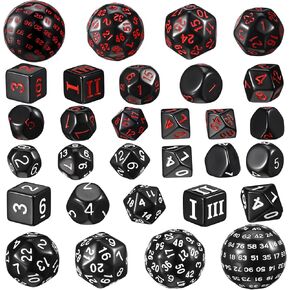 30 Pieces Polyhedral Dice Set 100 Sides Dice Set D3-D100 Spherical Dice in Opaque Black for Role Playing Table Games Party Supplies in Kuwait