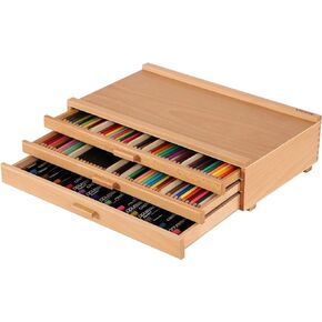 VISWIN Upgraded 6-Drawer Wood Artist Supply Storage Box with Removable Dividers, Premium Beech Wood Art Storage Box, Portable Organizer Box for Paints, Markers, Pencils, Pens, Brushes and Art Supplies