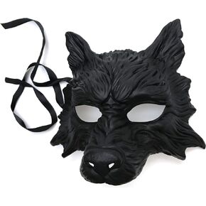 MasqStudio Black Wolf Mask Animal White Wolves Mask Masquerade Halloween Costume Cosplay Party mask in Kuwait