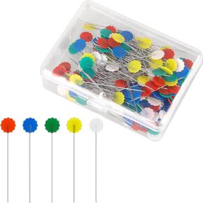 200Pcs Sewing Pins Straight Pins Flat Head Straight Pins Sewing Pins Flat Flower Head Pins Quilting Pins for Sewing DIY Projects Dressmaker Jewelry Decoration