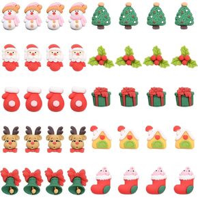 SUNNYCLUE 1 Box 36Pcs 12 Styles Christmas Theme Resin Cabochons Flatback Gingerbread Man Biscuits Tree Snowman Snowflake Ornaments Charms for Cardmaking Scrapbooking Hair Clips Accessories Crafts in Kuwait