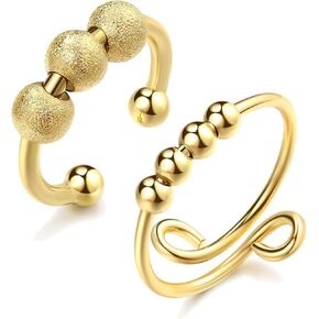HUASAI 4Pcs Anxiety Ring for Women Fidget Spinner Rings for Anxiety Anxiety Ring for Men
