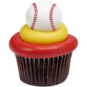Baseball Cupcake Rings, American Pastime Themed Dessert Topper for Mini Cakes, Donuts, and Sweets (12 Pack)