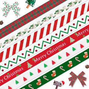 ALIBBON 7 Rolls 35 Yards 3/8" Merry Christmas Ribbon Christmas Tree Grosgrain Ribbons for DIY Crafts Christmas Decor, Red Green Buffalo Plaid Ribbons for Christmas Gift Wrapping Bows Crafting Supplies in Kuwait