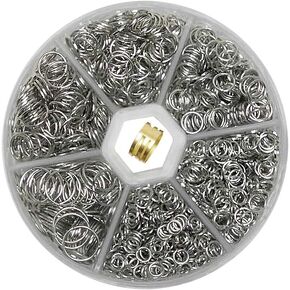 Libiline 1 Box 6 Sizes 1330pcs Open Jump Ring Jewelry Keychain Making Repair with Open/Close Tool & 1pc Clear Box (Bronze, Mix)