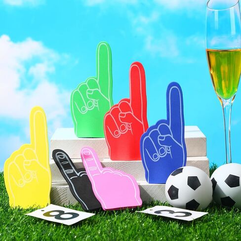 Halloscume 24 Pcs Sports Fan Foam Finger Mini Foam Fingers Hand Sport Themed Birthday Party Supplies Basketball Baseball Football Soccer Team Cheerleader Gifts Sporting Event in Kuwait
