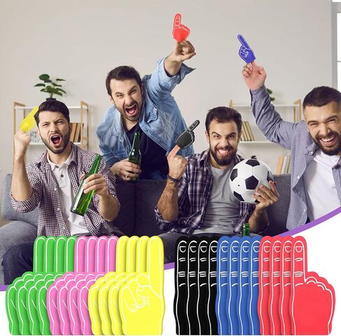 Halloscume 24 Pcs Sports Fan Foam Finger Mini Foam Fingers Hand Sport Themed Birthday Party Supplies Basketball Baseball Football Soccer Team Cheerleader Gifts Sporting Event in Kuwait