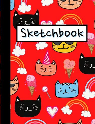 Sketch Book for Kids - Cat Cover: 100 Pages 8.5 x 11 Sketchpad | Large Notebook for Drawing, Journaling, Writing, Crayon Coloring, Painting, Sketching or Doodling | Great Gift for Children in Saudi Arabia