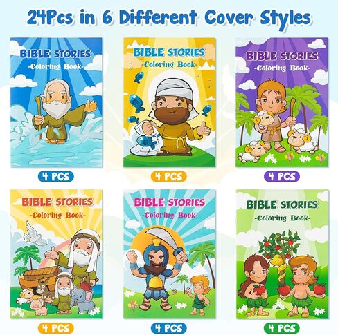 Zainpe 24Pcs Christian Bible Stories Coloring Books for Kids Bible Study Easter Theme DIY Art Drawing Book Jesus Noah's Ark Pattern Color Booklets Party Favors Supplies Birthday Gift Goodie Bag Filler in Saudi Arabia
