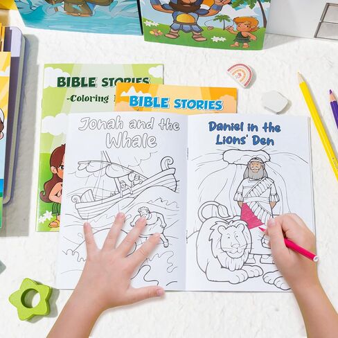 Zainpe 24Pcs Christian Bible Stories Coloring Books for Kids Bible Study Easter Theme DIY Art Drawing Book Jesus Noah's Ark Pattern Color Booklets Party Favors Supplies Birthday Gift Goodie Bag Filler in Saudi Arabia