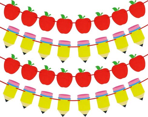4 قطع من لافتة العودة إلى المدرسة - لا يمكنك صنعها بنفسك - ديكورات حفلات الترحيب بالعودة إلى المدرسة، لافتة قلم رصاص من اللباد لليوم الأول في المدرسة ما قبل المدرسة الابتدائية والفصول الدراسية in Kuwait