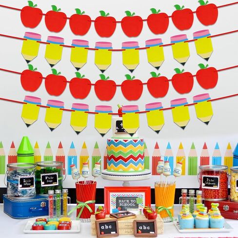 4 قطع من لافتة العودة إلى المدرسة - لا يمكنك صنعها بنفسك - ديكورات حفلات الترحيب بالعودة إلى المدرسة، لافتة قلم رصاص من اللباد لليوم الأول في المدرسة ما قبل المدرسة الابتدائية والفصول الدراسية in Kuwait