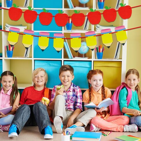 4 قطع من لافتة العودة إلى المدرسة - لا يمكنك صنعها بنفسك - ديكورات حفلات الترحيب بالعودة إلى المدرسة، لافتة قلم رصاص من اللباد لليوم الأول في المدرسة ما قبل المدرسة الابتدائية والفصول الدراسية in Kuwait