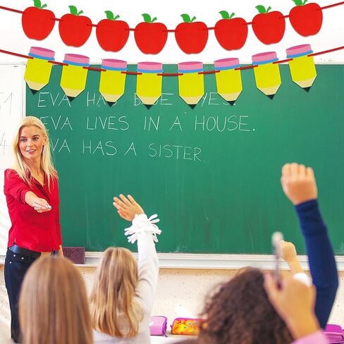 4 قطع من لافتة العودة إلى المدرسة - لا يمكنك صنعها بنفسك - ديكورات حفلات الترحيب بالعودة إلى المدرسة، لافتة قلم رصاص من اللباد لليوم الأول في المدرسة ما قبل المدرسة الابتدائية والفصول الدراسية in Kuwait