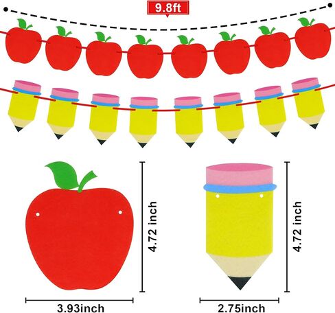 4 قطع من لافتة العودة إلى المدرسة - لا يمكنك صنعها بنفسك - ديكورات حفلات الترحيب بالعودة إلى المدرسة، لافتة قلم رصاص من اللباد لليوم الأول في المدرسة ما قبل المدرسة الابتدائية والفصول الدراسية in Kuwait