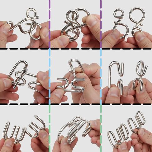 ألعاب الذكاء التعليمية، مجموعة من 6 ألغاز من لعبة اختبار المداعبة الذهنية، تتضمن المعادن والخشب مفتوحة اللعب مناسبة للبالغين والأطفال in Kuwait