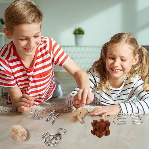 ألعاب الذكاء التعليمية، مجموعة من 6 ألغاز من لعبة اختبار المداعبة الذهنية، تتضمن المعادن والخشب مفتوحة اللعب مناسبة للبالغين والأطفال in Kuwait