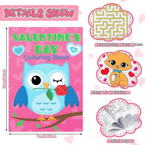 54 Pcs Valentine's Day Coloring Books for Kids with Stacking Crayons 27 Valentine Mini Coloring Book DIY Drawing Book 27 Color Changing Pencils for Valentine Gift School Classroom Activity Supplies in Saudi Arabia