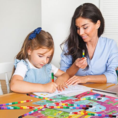 54 Pcs Valentine's Day Coloring Books for Kids with Stacking Crayons 27 Valentine Mini Coloring Book DIY Drawing Book 27 Color Changing Pencils for Valentine Gift School Classroom Activity Supplies in Saudi Arabia