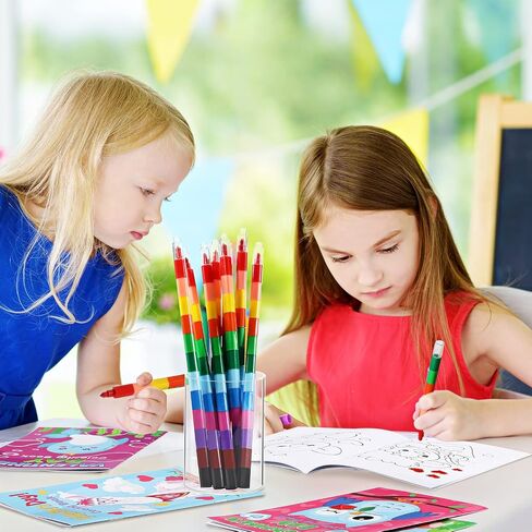 54 Pcs Valentine's Day Coloring Books for Kids with Stacking Crayons 27 Valentine Mini Coloring Book DIY Drawing Book 27 Color Changing Pencils for Valentine Gift School Classroom Activity Supplies in Saudi Arabia