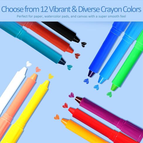 Colorful Crayons Toddler's 12-Color Twistable Crayons - Non-Toxic, Washable, Easy-Grip for Creative Fun in Kuwait
