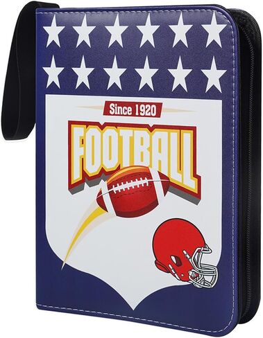 حافظة بطاقات تجارية من الجلد مع أكمام لبطاقات تجارة كرة القدم، 4 حامل ألبوم بطاقات الجيب، 400 كرة قدم TCG تحميل علوي، 3 حلقات لبطاقات البطاقات in Kuwait