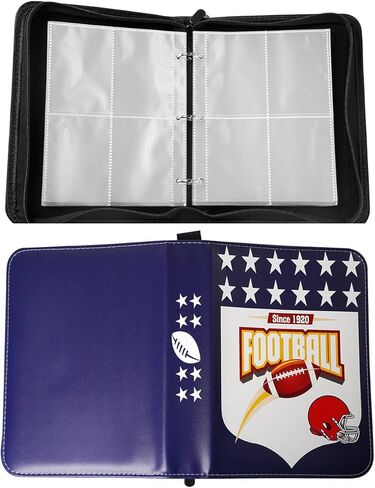 حافظة بطاقات تجارية من الجلد مع أكمام لبطاقات تجارة كرة القدم، 4 حامل ألبوم بطاقات الجيب، 400 كرة قدم TCG تحميل علوي، 3 حلقات لبطاقات البطاقات in Kuwait